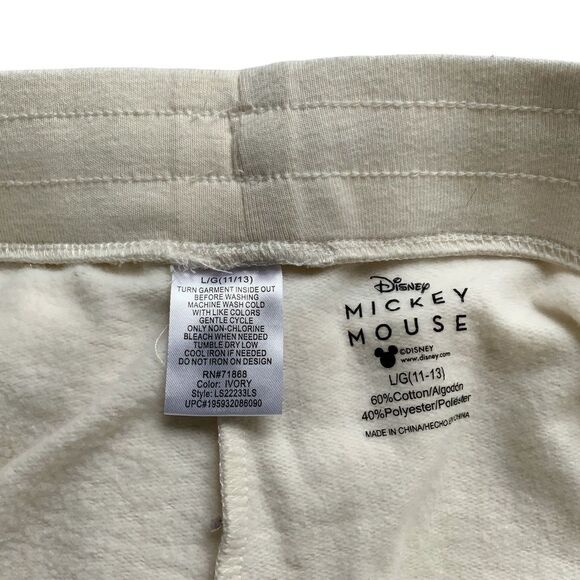 DISNEY Mickey Mouse Soft Sleep Shorts Cream Ivory Color Juniors L 11/13 - Picture 8 of 11